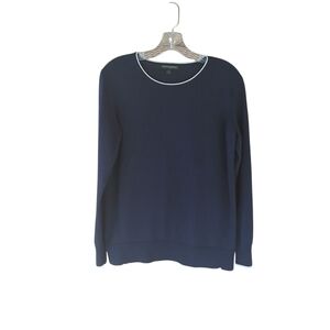 Banana Republic Factory Navy & Silver Crewneck Cotton Blend Sweater Size Large
